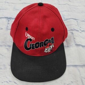 Georgia Bulldogs UGA Front Row SnapBack Hat Cap Red VINTAGE 90s